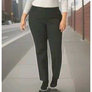 Lee Plus Wrinkle Free Pants Womens 22W Relaxed Fit Straight Leg Black Flat Front